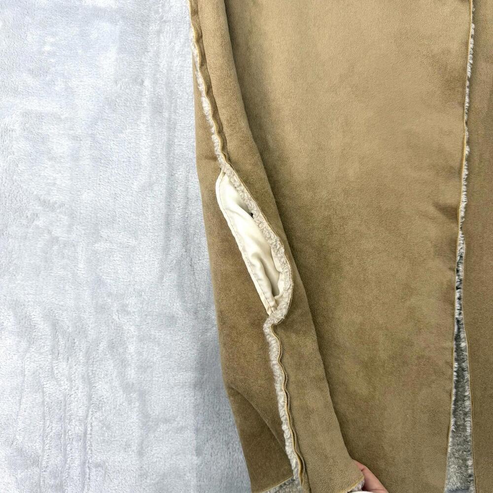Velvet by Graham Spencer Faux Shearling Vest Suede Sherpa Beige Women M Casual - Picture 9 of 9